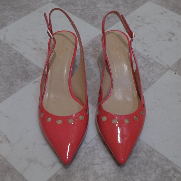 { Kate Spade Heels } Chunky Kitten Slingback Pink Heels - Picture 3 of 12